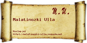 Malatinszki Ulla névjegykártya